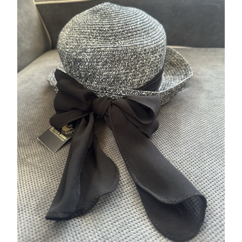 Goorin Bros Hat 100% Paper Woman's Large NWT Black And White Bow